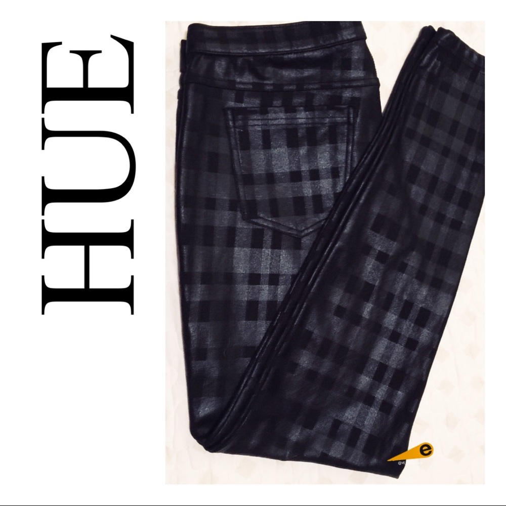 EUC HUE Black Textured Jean Leggings Size Large